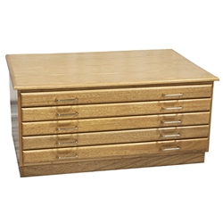 5 Drawer Solid Oak Front Flatfile with Top and Base