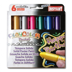 PlayColor Pocket Metallic - 6 Thin Metallic Solid Poster Paints