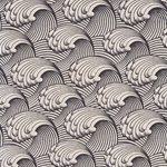 Art Deco Wave Paper- Black Waves on Natural Paper 20x30" Sheet