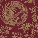 Nepalese Printed Paper- Golden Phoenix on Burgundy 20x30" Sheet