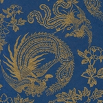Nepalese Printed Paper- Golden Phoenix on Deep Blue 20x30" Sheet