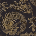 Nepalese Printed Paper- Golden Phoenix on Black 20x30" Sheet