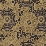 (SOLD OUT) Nepalese Printed Paper- Circular Flowers and Leaves Gold on Black 20x30" Sheet