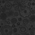 Nepalese Printed Flower Power Paper- Black on Black 20x30" Sheet