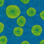 Nepalese Printed Paper- Poppies in Lime on Aqua Blue Paper 20x30" Sheet