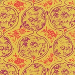 Nepalese Printed Paper- Organic Flower Pods in Magenta & Orange on Yellow 20x30" Sheet