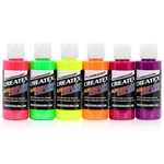 Createx Airbrush Color Starter Sets - Six 2 oz. Bottles (Transparent or Opaque)