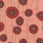 Nepalese Printed Paper- Poppies in Red on Coral Pink Paper 20x30" Sheet