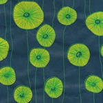 Nepalese Printed Paper- Poppies in Bright Green on Storm Blue Paper 20x30" Sheet