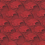 Art Deco Wave Paper- Black Waves onRed Paper 20x30" Sheet
