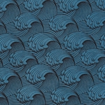 Art Deco Wave Paper- Black Waves on Aqua Paper 20x30" Sheet