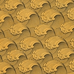 Art Deco Wave Paper- Black Waves on Yellow Paper 20x30" Sheet