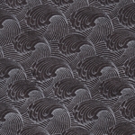 Art Deco Wave Paper- Metallic Silver Waves on Black Paper 20x30" Sheet