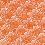 Art Deco Wave Paper- White Waves on Orange Paper 20x30" Sheet