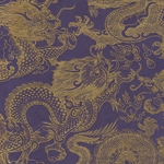 Tibetan Dragon in Clouds Paper- Gold Dragons on Purple 20x30" Sheet