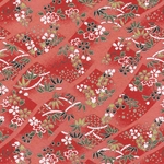 Red Floral Ribbons on Orange 21.5x31" Sheet