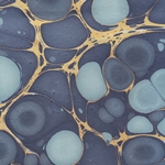 Marbled Paper from India- Indigo and Gold Bubbles 22x30" Sheet