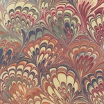 Marbled Paper from India - Victorian Feather & Fan 22"x30" Sheet