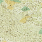 Japanese Chiyogami Paper- White Waves and Flowers With Fans & Gold on Green