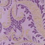 Printed Cotton Paper from India- Floral Paisley Purple & Gold on Lavender 22x30 Inch Sheet