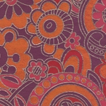 India Screen Printed Papers - Funkadelic Floral Paper- Pink. Orange, Red, & Gold on Magenta 22"x30" Sheet