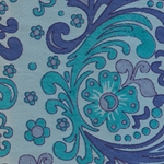 India Screen Printed Papers - Blue & Turquoise Paisley on Blue 22"x30" Sheet