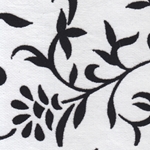 Printed Cotton Paper from India- Black Flocked Floral on White 22x30 Inch Sheet