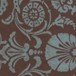 Printed Cotton Paper from India- Blue Flocked Florentine on Brown 22x30 Inch Sheet
