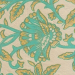 Printed Cotton Paper from India- Blue & Gold Floral on Cream 22x30 Inch Sheet