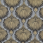 Art Deco Lotus Paper- Gold and Silver on Black 22x30" Sheet