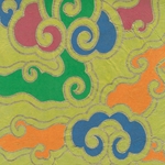 Tibetan Flame Print Lokta Paper- Moss Green 20x30" Sheet