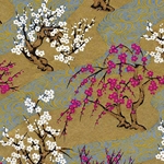 Japanese Chiyogami Paper- Pink and White Cherry Blossoms on Blue Brooks 18"x24" Sheet