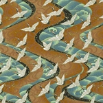 Japanese Chiyogami Paper- Cranes Flying Over Wind and Waves 18"x24" Sheet