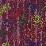 Japanese Chiyogami Paper- Bamboo Stalks with Leaves, Berries, & Flowers on Bordeaux 18"x24" Sheet