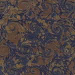 *NEW!* Handmade Italian Marble Paper- Scroll Swirls Dark Blue, Brown, and Gold on Kraft 19.5 x 27" Sheet