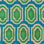 Batik Lokta Paper from Nepal- Blue and Green Shield 20x30" Sheet