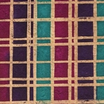 Batik Lokta Paper from Nepal- Blue/Purple/Magenta Geometric Plaid 20x30" Sheet