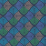 **NEW!** Printed Paper from India- Palm Fronds in Blue, Green, Turquoise, and Gold on Navy 22x30" Sheet
