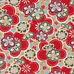 Red &amp; Multicolor Floral Pattern - 18"x24" Sheet