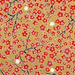 Red Blossom on Gold - 21.5"x31.5" Sheet