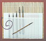 6 Sumi Brush Kit with Bamboo Roll Up Case