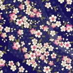 Pink Flowers on Deep Cobalt - Chiyogami Paper
