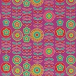 Printed Cotton Paper from India- Red/Pink/Turquoise Floral on Magenta 22x30 Inch Sheet
