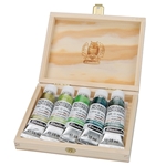 Schmincke Watercolor Supergranulating Colors Sets of Five 15ml Tubes in a Wooden Box