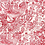 Lamali "Thrush with Strawberries" Printed Paper- White with Red Print 20x30" Sheet
