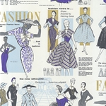 Rossi Decorated Papers from Italy - 1950's Women's Fashion, Blues 28"x40" Sheet