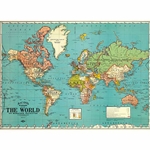 Cavallini Decorative Paper - World Map #4 20"x28" Sheet