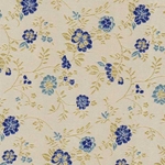 Chinese Brocade Paper- Blue Wildflowers 26x16.75" Sheet