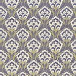 Rossi Decorated Papers from Italy - Liberty Flowers Gold with Navy Blue 28"x40" Sheet