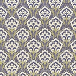 Rossi Decorated Papers from Italy - Liberty Flowers Gold with Navy Blue 28"x40" Sheet